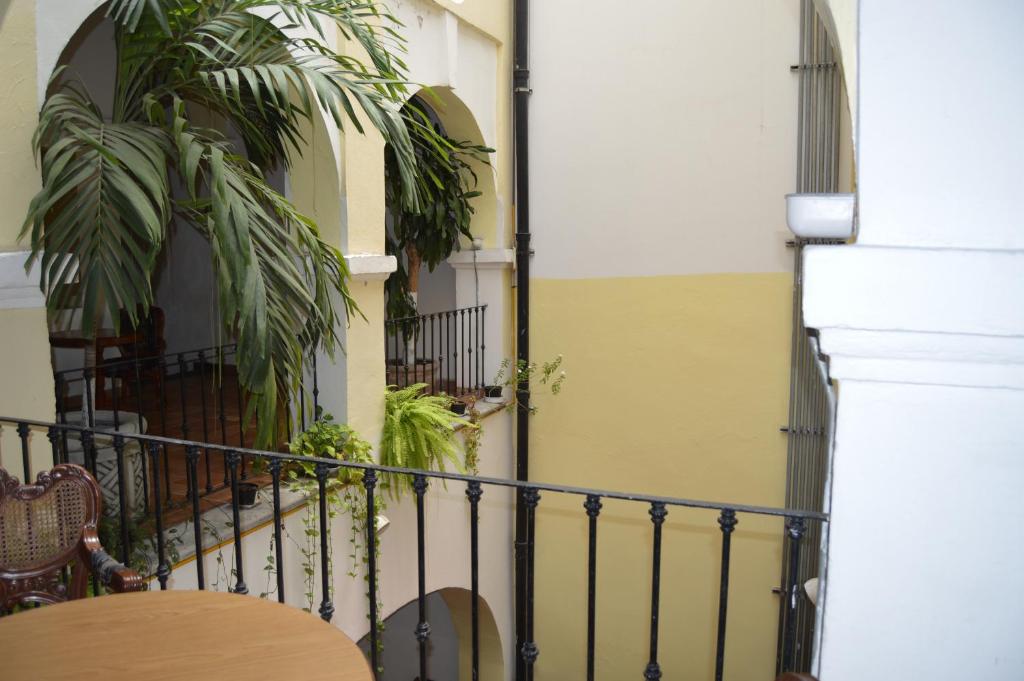 Traditional courtyard and balcony with plants at Hotel Meson del Mar